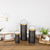 Laser-Cut Floral Pillar Candle Lanterns - 12" - Black and Gold - Set of 3 - IMAGE 3