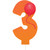 Pack of 6 Orange and Red Molded Numeral "3" with Balloon Birthday Party Candles 3.5" - IMAGE 1