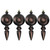 4ct Matte Brown Retro Reflector Shatterproof Christmas Finial Ornaments 7.5" - IMAGE 5
