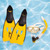 3pc Yellow and Black Pro Swimming Pool Scuba or Snorkeling Set 19.5" - Small - IMAGE 4