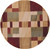 8' Burgundy Red and Beige Contemporary Round Area Throw Rug - IMAGE 1