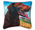 18" Brown and Blue Dog Outdoor Patio Square Throw Pillow - IMAGE 1