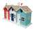 8.25" Fully Functional Red, White and Aqua Wooden Beach House Triple-Nest Birdhouse - IMAGE 1