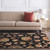 9' x 12' Black and Brown Contemporary Hand Tufted Floral Rectangular Wool Area Throw Rug - IMAGE 2