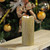 7" Battery operated Gold Glittered Flameless LED Christmas Pillar Candle with Moving Flame - IMAGE 2