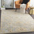 8' Floral Gray and Tan Brown Hand Tufted Round Wool Area Throw Rug - IMAGE 2