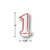 Pack of 6 White and Red Numeral "1" Decorative Birthday Party Candles - IMAGE 2