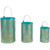 Set of 3 Turquoise and Gold Floral Laser-Cut Pillar Candle Lanterns