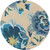 8' Blue and Beige Hand Hooked Floral Round Outdoor Area Throw Rug - IMAGE 1