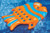 60.5" Inflatable Orange and Blue Sun Fish Swimming Pool Floating Raft - IMAGE 2