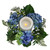 16" Decorative Artificial Blue and Green Hydrangea and Berry Hurricane Glass Candle Holder - IMAGE 2