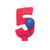 Pack of 6 Red and Blue Molded Numeral "5" with Balloon Birthday Party Candles 3.5" - IMAGE 1