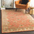 8' Floral Clay Red and Beige Hand Tufted Round Wool Area Throw Rug - IMAGE 2