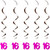 Metallic Whirls "16" Birthday Party Decorations - 3' - Black and Cerise - Pack of 30 - IMAGE 1