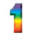 Club Pack of 24 Bright Rainbow 3-D Number "1" Party Decorations 11" - IMAGE 1
