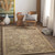 6' Oriental Camel Brown and Gray Hand Tufted Round Wool Area Throw Rug - IMAGE 2