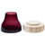 Glass Hurricance Candle Holder with Wooden Base - 9.75" - Merlot