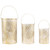 Floral Cut-Out Pillar Candle Lanterns - 10" - Gold and White - Set of 3 - IMAGE 4