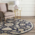 8' x 8' Elegant Leaves Navy Blue and Sandy Beige Square Wool Area Throw Rug - IMAGE 5