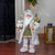 24" Green and White Graceful Standing Santa Claus Christmas Figure with Teddy Bear - IMAGE 2