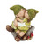 7.25" Young Boy and Girl Gnome's Sitting on a Stone Spring Outdoor Garden Figure - IMAGE 1