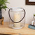Glass Pillar Candle Lantern with Metal Frame - 17" - White - IMAGE 1