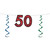 Club Pack of 12 Red Glittered "50" Birthday Decorative Party Streamers 7' - IMAGE 1