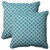 Moroccan Outdoor Patio Square Throw Pillows - 18.5" - Blue and White - Set of 2 - IMAGE 1