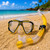 Yellow Teen or Adult Scuba Mask and Snorkel Dive Set - IMAGE 1