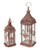 Set of 2 Brick Brown Antique Rustic Pillar Candle Holder Lanterns 24" - IMAGE 2