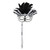 Set of 12 Elegantly Glittered White, Silver and Black Feathered Mardi Gras Masquerade Masks - IMAGE 1