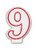 Pack of 6 White and Red "9" Decorative Birthday Party Candles 3" - IMAGE 1