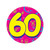 Club Pack of 12 Pink, Blue, and Yellow Jumbo ''60'' Buttons Party Favors 6'' - IMAGE 1