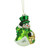 4.25" Green and White Glittered Snowman Glass Christmas Ornament - IMAGE 1