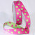 Pink and Green Polka Dot Woven Craft Ribbon 1" x 54 Yards - IMAGE 1