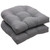 Solid Outdoor Patio Tufted Wicker Seat Cushions - 19" - Gray - Set of 2 - IMAGE 1