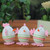 Set of 3 Pink and Green Striped Felt Easter Egg Chicken Spring Figurine Decor 2.75" - IMAGE 4