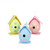 Set of 3 Pink, Yellow and Blue Painted Design Spring Easter Egg Birdhouse Ornaments 4.25" - IMAGE 1