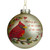 Gold and Red Cardinal Perched on a Holly Berry Branch Glass Ball Christmas Ornament 4" (100mm) - IMAGE 1