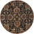 9.75' Floral Black and Red Hand Tufted Round Wool Area Throw Rug - IMAGE 1