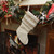 21" Ivory and Sage Green Rustic Christmas Stocking with Beaded Ruffled Cuff - IMAGE 2