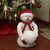21" White Fluffy Sparkling Glittered Plush Snowman Holding Snowball Christmas Decoration - IMAGE 2