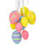 15" Pastel Pink, Yellow and Blue Floral Striped Spring Easter Egg Cluster Hanging Decoration - IMAGE 3