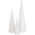 Glittered Cone Tree Christmas Decoration - 23.5 - White and Silver - Set of 3 - IMAGE 1