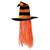 Pack of 6 Orange and Black Halloween Witch Hat with Hair - IMAGE 1