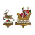 Set of 2 Brown and Red Santa Claus with Reindeer Christmas Stocking Holders 9.5" - IMAGE 1