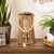 Rattan Tapered Glass Candle Lantern with Jute Handle - 12.75" - IMAGE 1