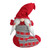 Isolde Gnome with Pigtails in Christmas Stocking Decoration - 14.5" - Red and Gray - IMAGE 1