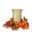 16" Artificial Orange Fall Flowers and Pumpkins Pillar Candle Holder - IMAGE 2