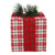Plaid Gift Box with Pine Bow Christmas Decoration - 8" - Red and Green - IMAGE 2
